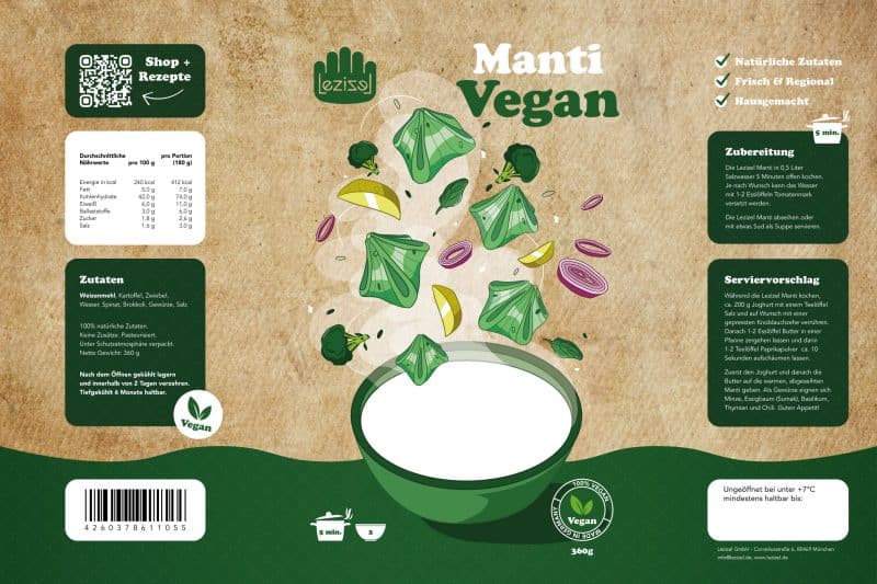 Lezizel Manti Vegan Verpackung