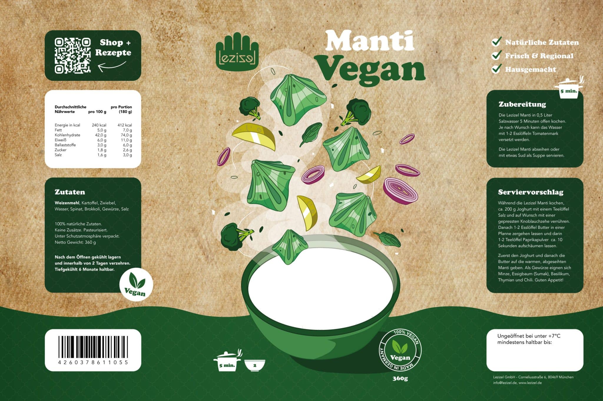 Lezizel Manti Vegan Verpackung